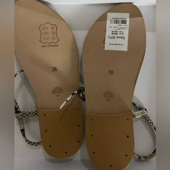 New K.Jacques Vassili Snake Embossed Thong Sandals- 36
