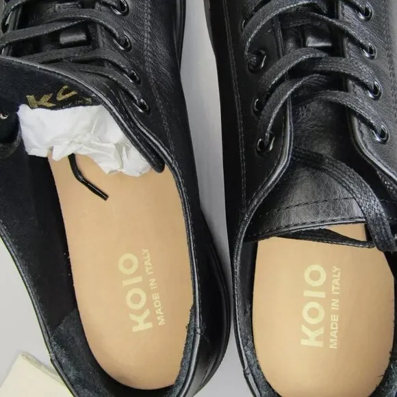 NEW KOIO Mens Tivoli Shadow Casual Sneakers Tennis Shoes Black Leather Size 8