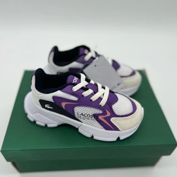 NEW Lacoste Kids Pink/Purple/White 7.5T Sneakers