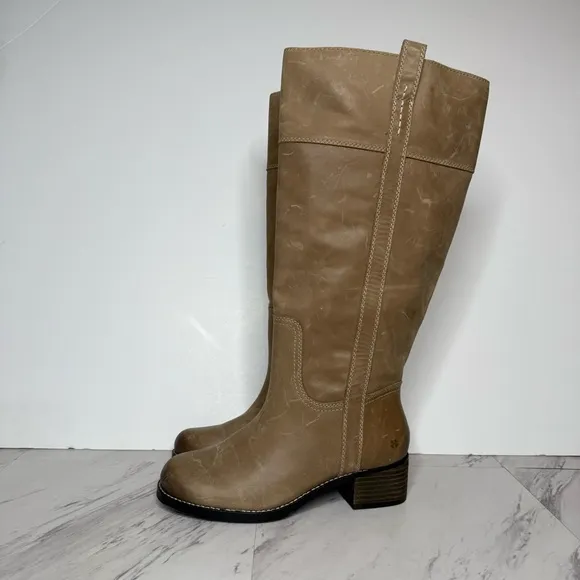 New! Lucky Brand Hybiscus Extra Wide Calf Leather Tall Boot 8 1/2 M