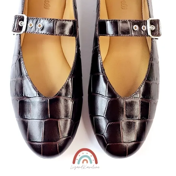 New! Madewell The Remy Mary Jane Leather Flats in Chocolate Raisin