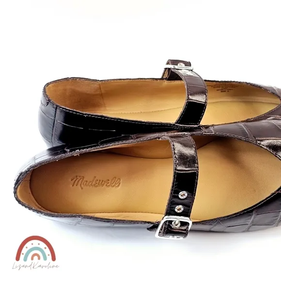 New! Madewell The Remy Mary Jane Leather Flats in Chocolate Raisin