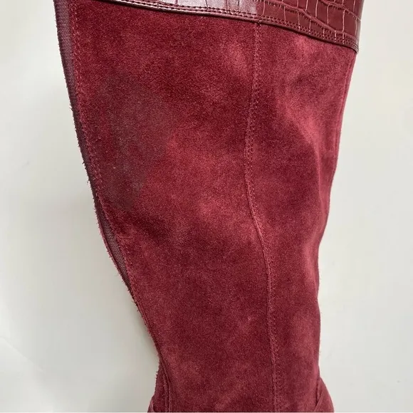 New! Marc Fisher Hailin Suede Wide Calf Riding Boot 6W