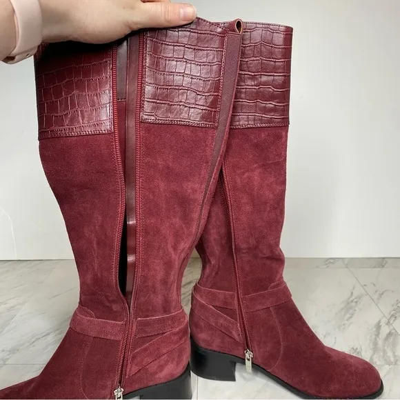 New! Marc Fisher Hailin Suede Wide Calf Riding Boot 6W