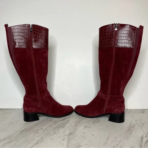 New! Marc Fisher Hailin Suede Wide Calf Riding Boot 6W