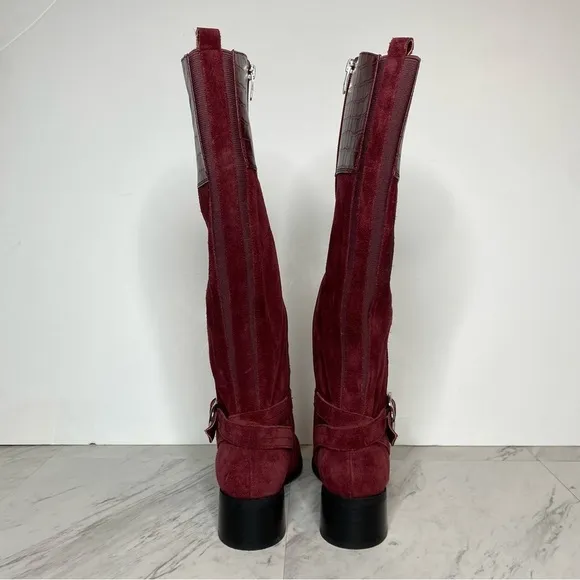 New! Marc Fisher Hailin Suede Wide Calf Riding Boot 6W