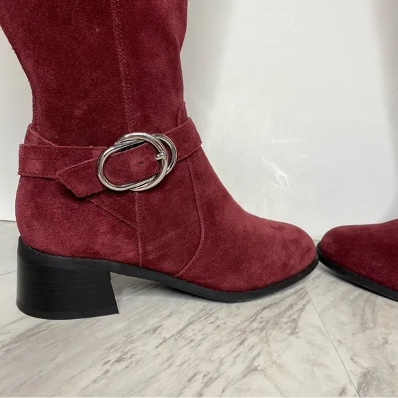 New! Marc Fisher Hailin Suede Wide Calf Riding Boot 6W