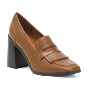 NEW MARC FISHER Hamish Kiltie Heeled Loafers nut for women 253