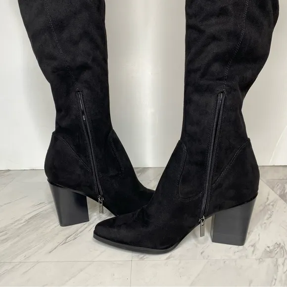 New! Marc Fisher Okun Black Pointy Toe Over the Knee Boot 8M