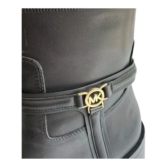 NEW Michael Kors Bombe Leather ANKLE BOOT Mindy Black Womens 10 Zip Shoe In Box