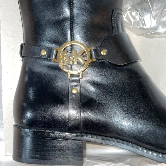 NEW Michael Kors Fulton Harness Black Mocha Brown Leather sz 10