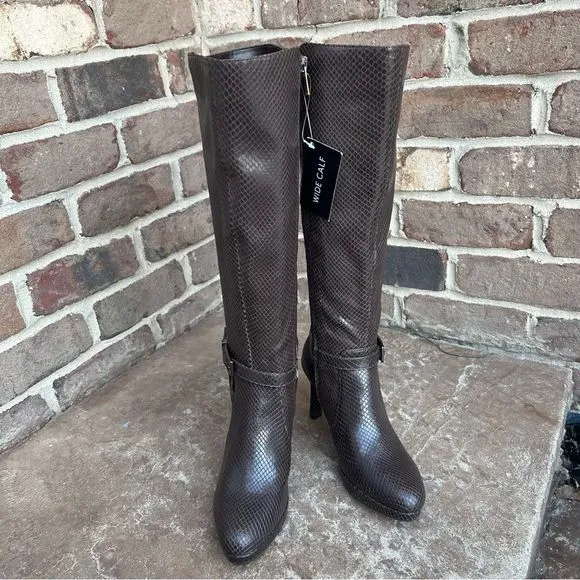 NEW Naturalizer Taelynn Brown Tall Boots Wide Calf Sz 6.5