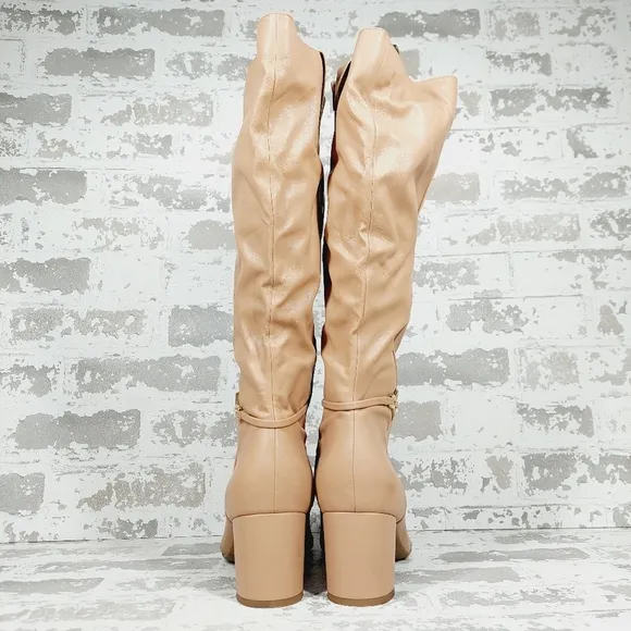 New Naturalizer Waylon  Tan Beige Manmade Wide Calf Knee High Boots B177