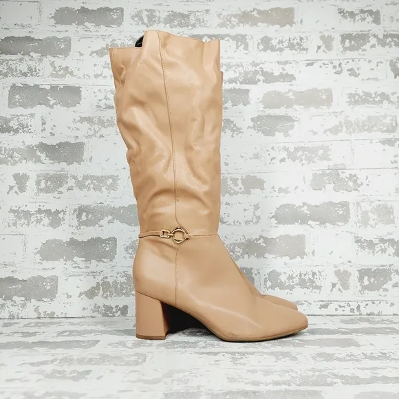 New Naturalizer Waylon  Tan Beige Manmade Wide Calf Knee High Boots B177