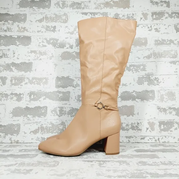 New Naturalizer Waylon  Tan Beige Manmade Wide Calf Knee High Boots B177