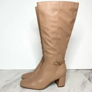 New! Naturalizer Waylon Tan Faux Leather Wide Calf Tall Boot 8M