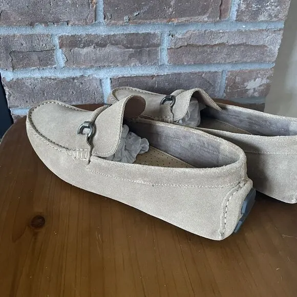 NEW Nordstrom Rack Men's Leather Driving Loafers Size 11.5M Tan Brazil Buckle
