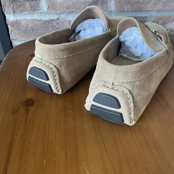 NEW Nordstrom Rack Men's Leather Driving Loafers Size 11.5M Tan Brazil Buckle