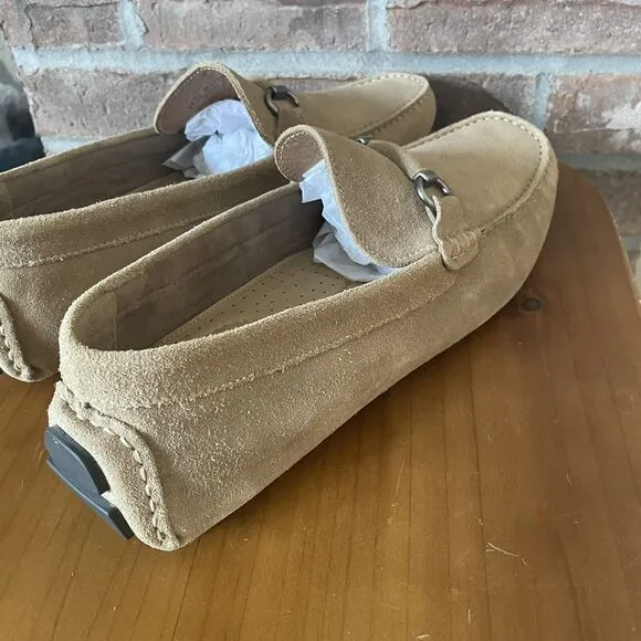 NEW Nordstrom Rack Men's Leather Driving Loafers Size 11.5M Tan Brazil Buckle