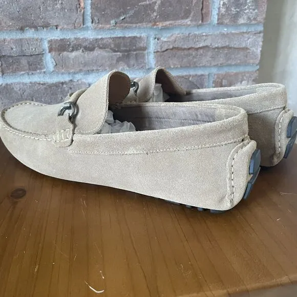 NEW Nordstrom Rack Men's Leather Driving Loafers Size 11.5M Tan Brazil Buckle