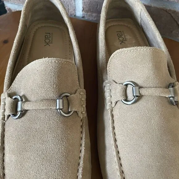 NEW Nordstrom Rack Men's Leather Driving Loafers Size 11.5M Tan Brazil Buckle