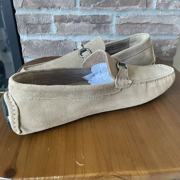 NEW Nordstrom Rack Men's Leather Driving Loafers Size 11.5M Tan Brazil Buckle