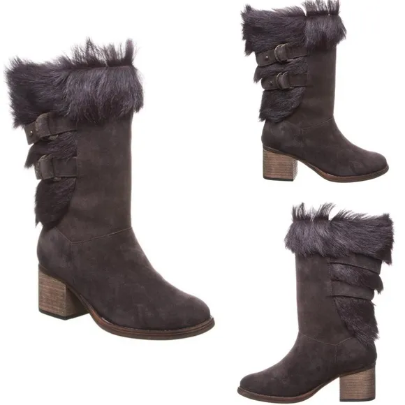 NEW NWT Bearpaw Madeline Suede/Fur Boots 9,10