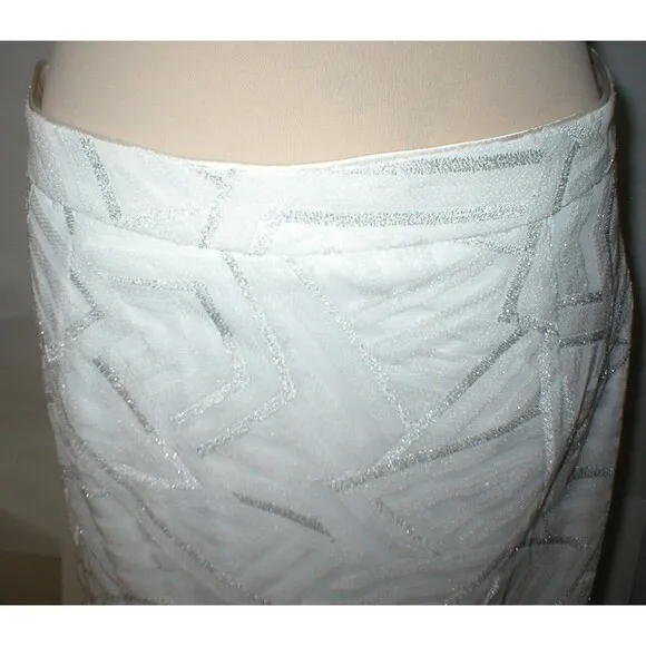 New NWT Womens Piperlime Collection White Silver Sequins Skirt S Small Party