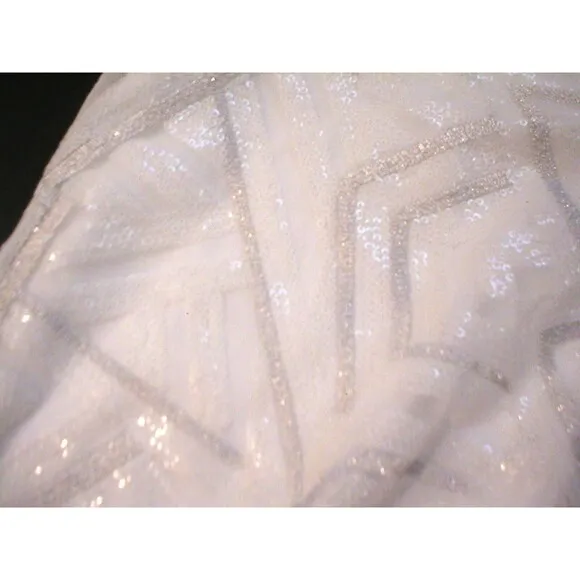 New NWT Womens Piperlime Collection White Silver Sequins Skirt S Small Party