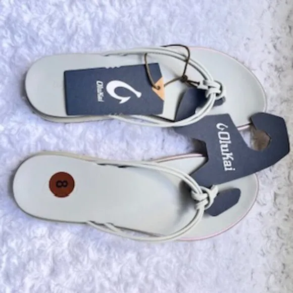NEW Olukai OHana Gray Slip On Flip Flop Thong Sandals Women’s Sz 8 NWT