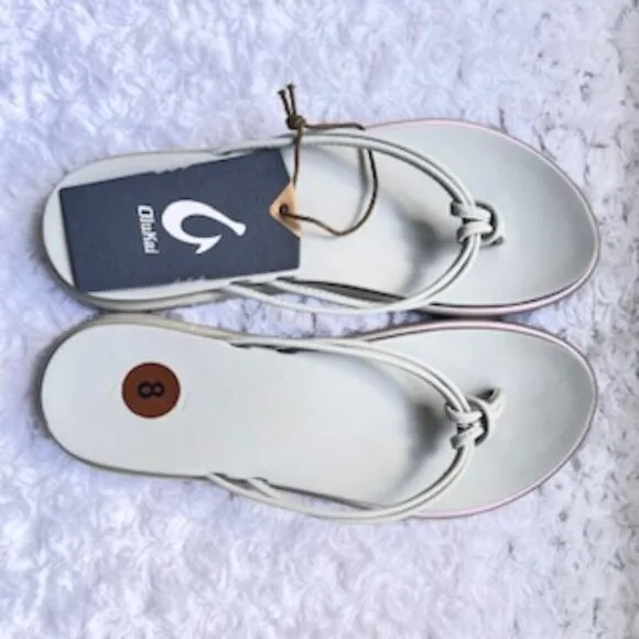 NEW Olukai OHana Gray Slip On Flip Flop Thong Sandals Women’s Sz 8 NWT