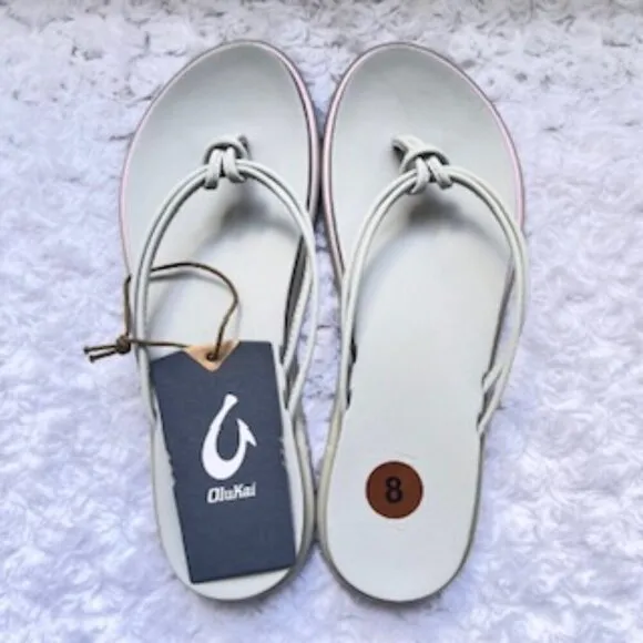 NEW Olukai OHana Gray Slip On Flip Flop Thong Sandals Women’s Sz 8 NWT