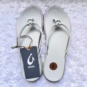 NEW Olukai OHana Gray Slip On Flip Flop Thong Sandals Women’s Sz 8 NWT