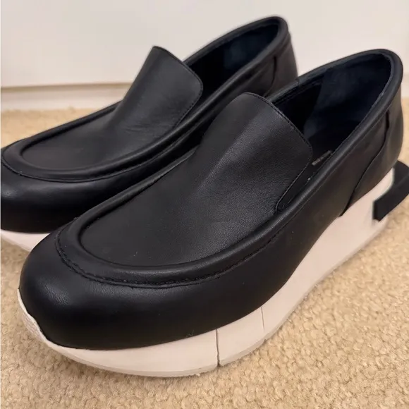 NEW Paloma Barceló Columba leather loafers, Black/White Size EU 39 US 8-8.5