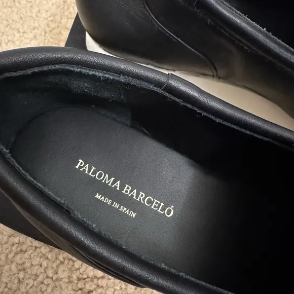 NEW Paloma Barceló Columba leather loafers, Black/White Size EU 39 US 8-8.5