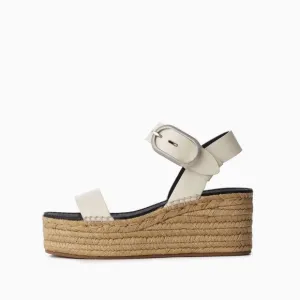 NEW Rag &amp; Bone Ansley White Leather Buckle Espadrilles