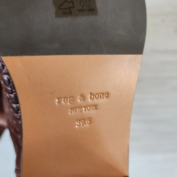 NEW rag &amp; bone Hazel ankle boot, Crocodile brown leather sz 39.5, 9