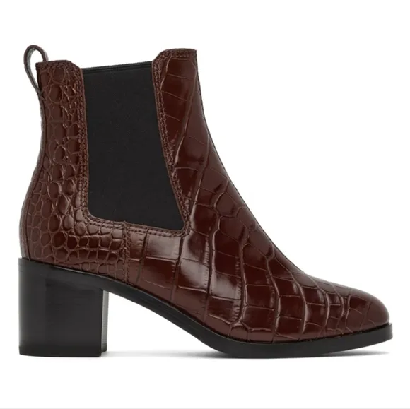 NEW rag &amp; bone Hazel ankle boot, Crocodile brown leather sz 39.5, 9