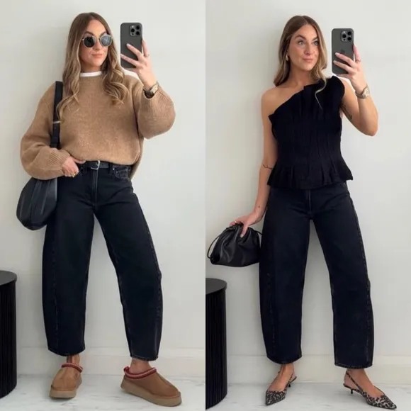 NEW ROLLA’S Genie Black Barrel Leg Jeans | size 24