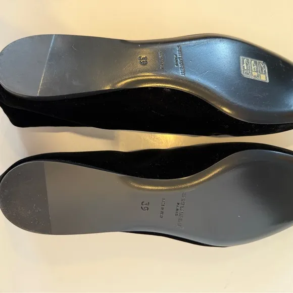 NEW Saint Laurent Gio Velvet Flat in Black Almond Toe 39/8.5-9