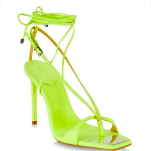 New Schutz Vikki Leather Ankle Wrap Thong Dress Sandals