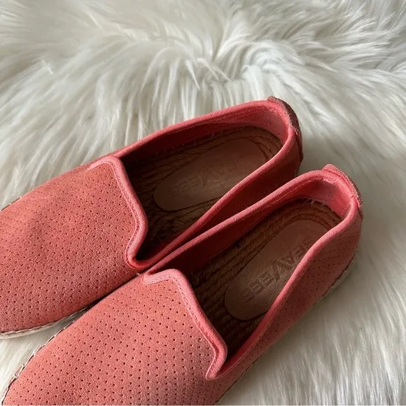 New Seavees Ocean Park Espadrilles Coral Suede Loafers Flats Shoes Sz 6.5