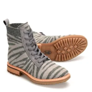 New Sofft Womens Landee Grey Tiger Lace Up Knit Combat Boots Shoes Leather