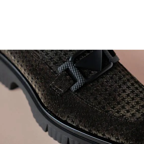 NEW SOFTWAVES women's varena loafers in black/brown houndstooth