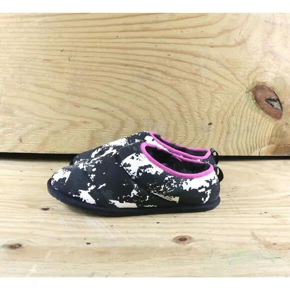 New Sorel Flats Size 7 Womens Slippers Go Bodega Run Black Gray White Fur Lined