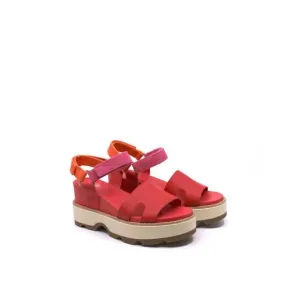 NEW SOREL women's joanie iv wedge sandals in red glo/honey white
