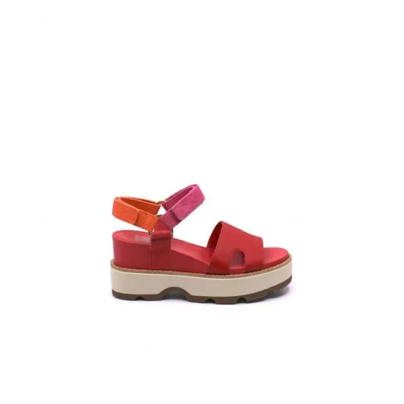 NEW SOREL women's joanie iv wedge sandals in red glo/honey white