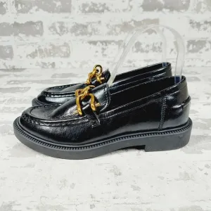 New Steve Madden Karmine Women's Black Leather Flats &amp; Oxfords H854
