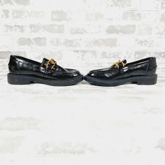 New Steve Madden Karmine Women's Black Leather Flats &amp; Oxfords H854