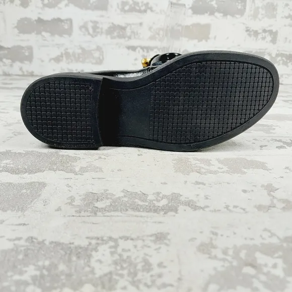 New Steve Madden Karmine Women's Black Leather Flats &amp; Oxfords H854